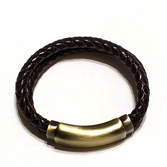 Other - Men's Heavy Duty Brown Double Rope Leather Bracelet
